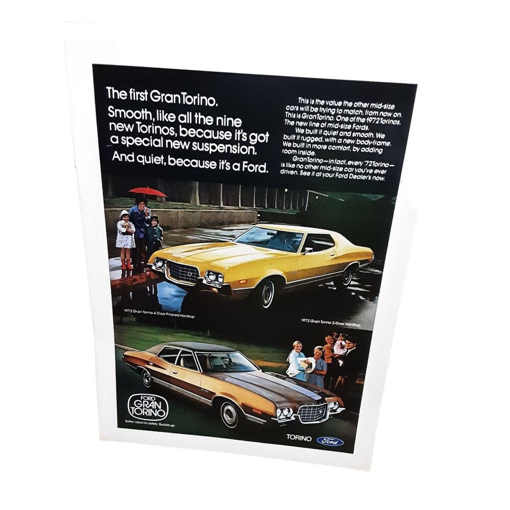 1971 Ford Gran Torino Car Original Print Ad vintage